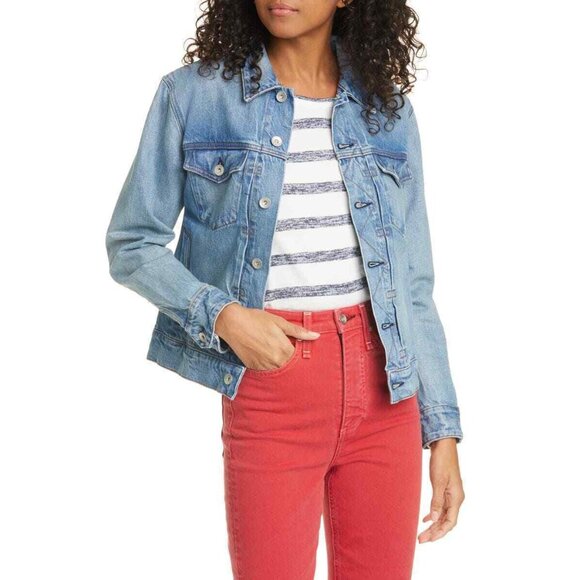 RAG & BONE Shrunken Denim Trucker Jacket Blue Size XS MSRP $350 - Picture 1 of 3